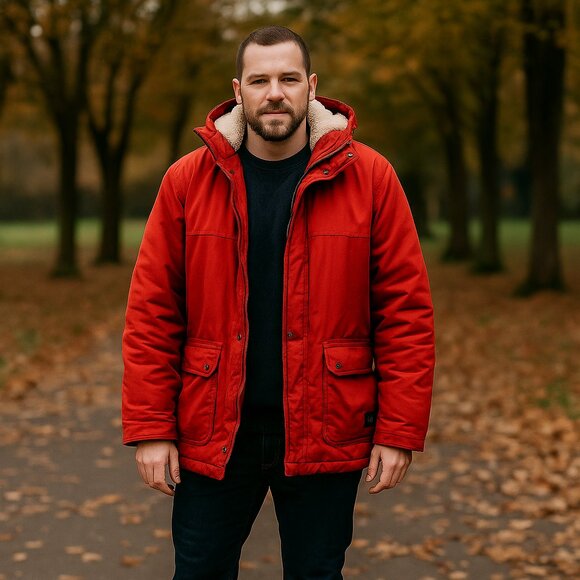 DB Supply Jacket Men XL Red Parka Sherpa Hood Military Insulated Waterproof Barn - Picture 1 of 13